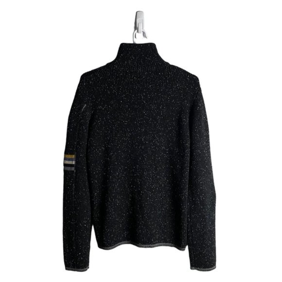 Private Member Men’s Marled Black Knit Sweater Full Zip Jacket - Picture 6 of 7